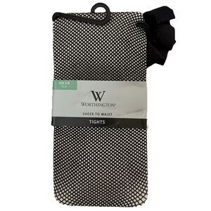 Worthington BLACK Fishnet Tights Size 3/4 Sheer to Waist ~ 5’3”-6’  & 165-225 LB